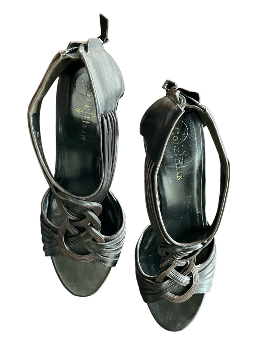 Cole Haan Vivian Air Nike Air Black Braided T Strap Heels Sandals 9B
